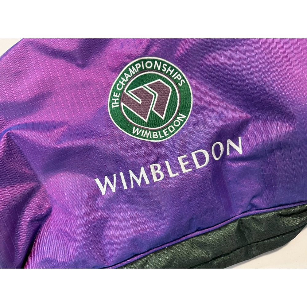 Vintage Wimbledon Tennis Racquet Bag Purple Green Triple Zip Ripstop Shoulder